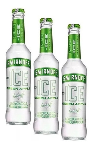 Vodka Smirnoff Ice Greenapple 275cc Botella X 3 Uds