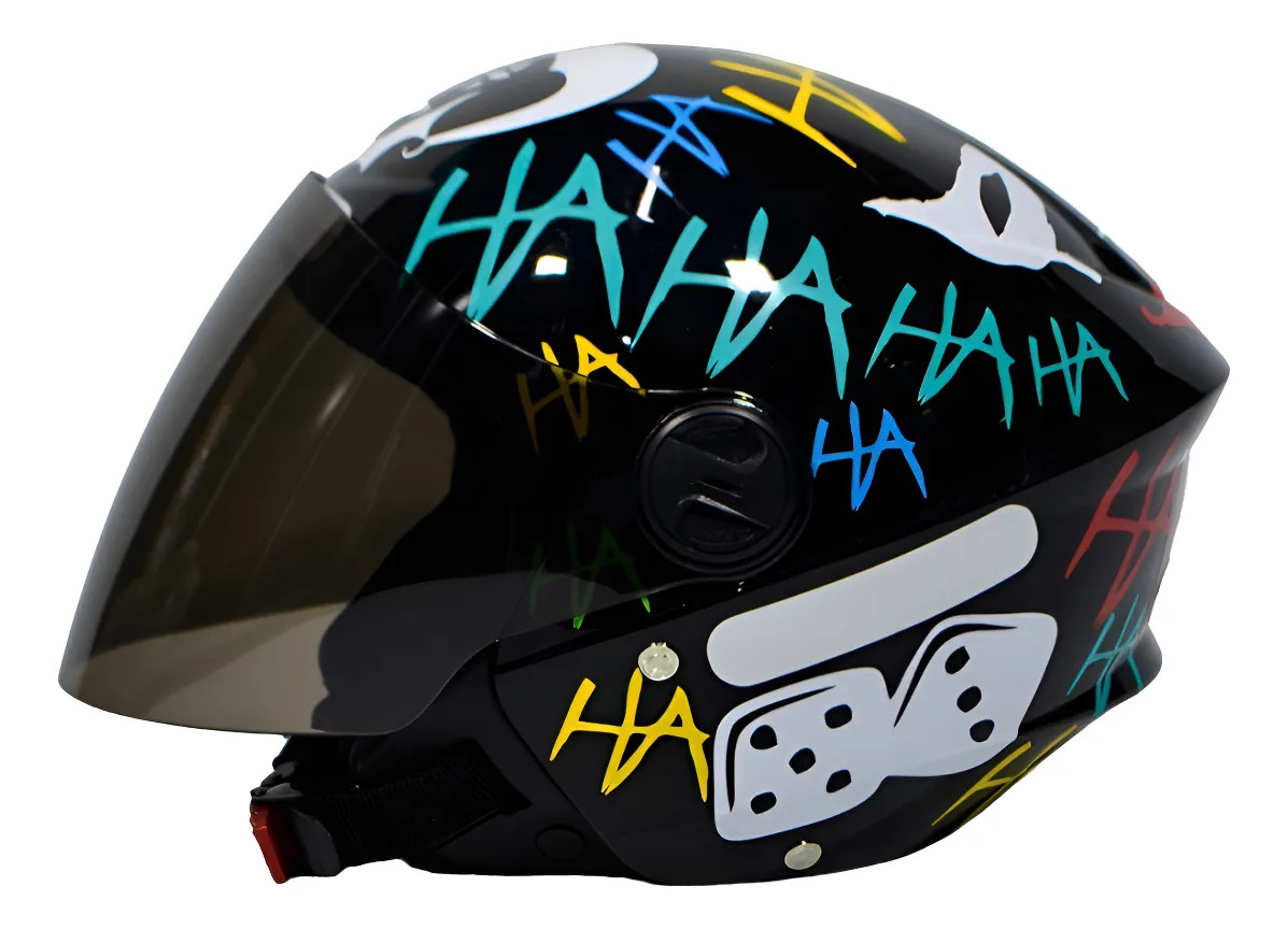 Capacete Para Moto Aberto Pro Tork Capacete Aberto Personalizado New Liberty Three Coringa Alerquina Preto Brilhante Tamanho 58