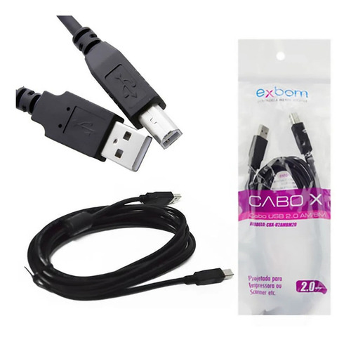 Cabo Usb Para Impressora Com Filtro Preto 3 Metros Lacrado