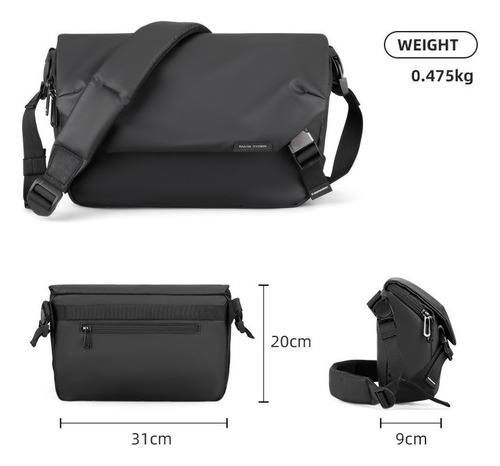 Bolso De Hombro De Messenger Bag Para Hombre, Resistente, Con Cierre