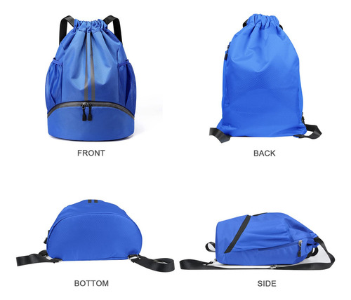 Mochila Deportiva Con Cordón, Bolsillos De Malla Y Calzado