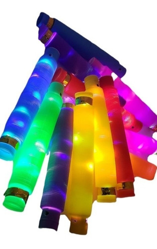 6 Pop Tubes Tubo Fidget Juguete Antiestres Con Luz Light Up