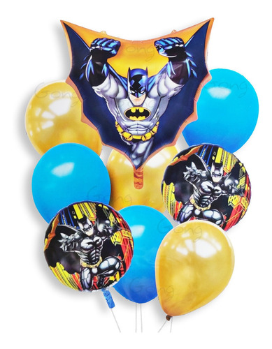 Set De Globos Latex Personajes Foil Batman X9