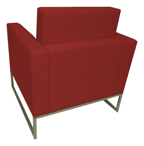 Poltrona Leticia Slim Corino Vermelho Base Metálica