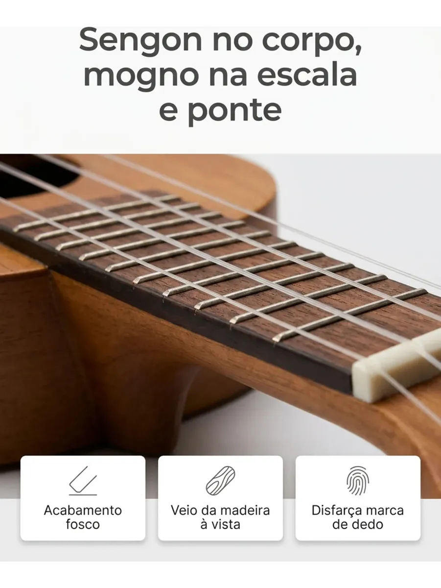 Ukulele Soprano Mahalo serie Kahiko marrom natural com Capa