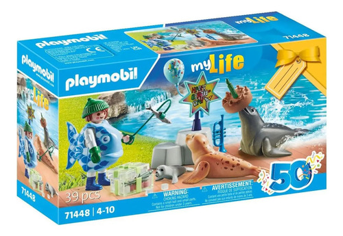 Juguete Playmobil My Life Cuidador Animales Foca Accesorios Color