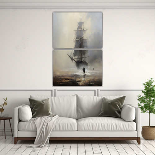 45x60cm Set De 2 Cuadros Modernos - Velero Grande En Primer