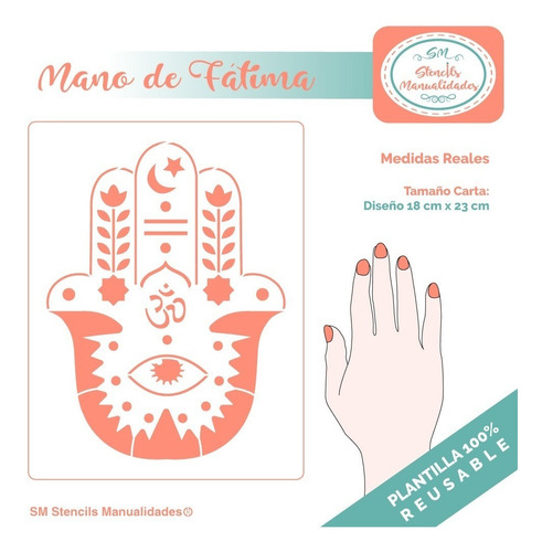 Stencil Mano De Fátima Plantilla Reusable Para Manualidades