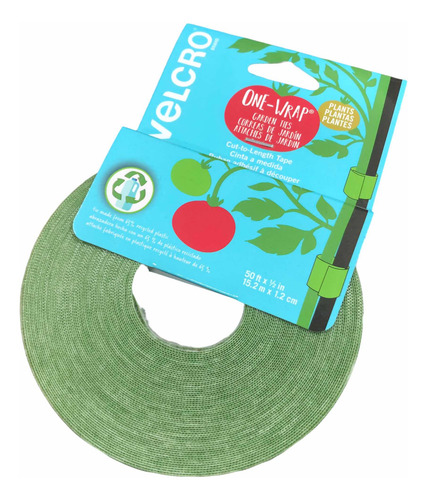 Rollo Abrazaderas Jardín Verde Velcro One Wrap 12mm X 15.2m