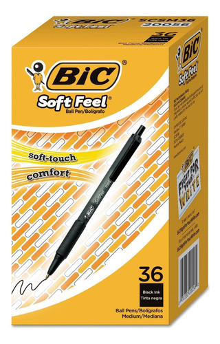 Bic Scsm361bk Soft Feel Retractable Ballpoint Pen Black 1mm