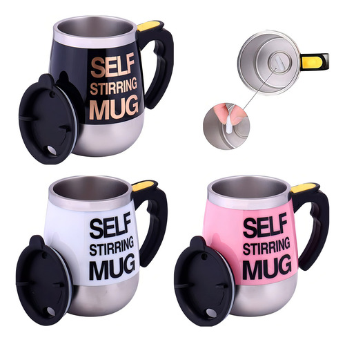Taza Térmica Magnética Automática Batidora Recargable Café Blanco