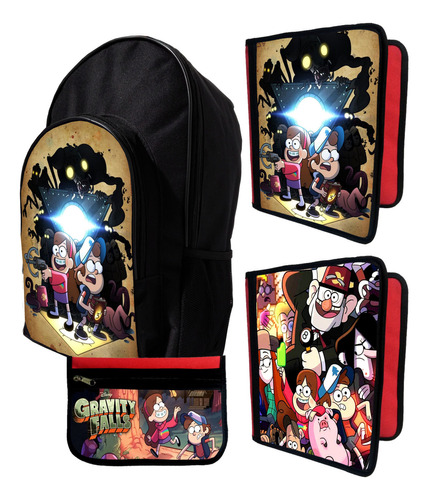 Mochila +2 Carpetas+ Cartu De Gravity Falls #22