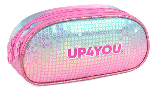 Estojo Duplo Escolar Rosa Paete Up4you 2 Divisória Luxcel