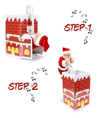 Papá Noel Eléctrico Para Niños, Trepando Por La Chimenea, Co