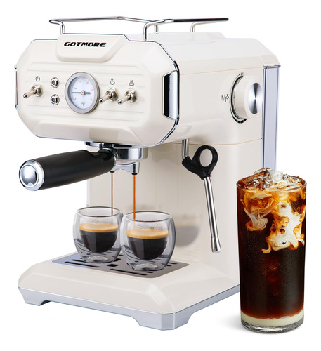 Gotmore Maquina De Cafe Expreso Retro Con Espumador De Leche