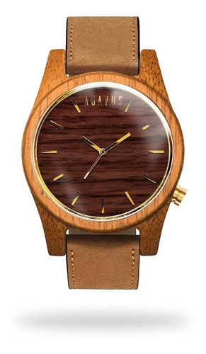 Reloj De Madera Personalizado - Línea Agavia Caoba/sapelli