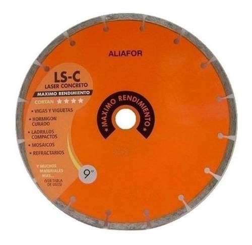 Disco Diamantado Aliafor Laser Concreto 230mm Ls-9c Ls-c 9'' Color Naranja