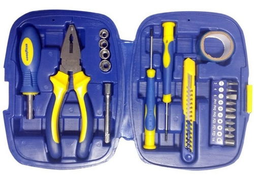 Imagen 1 de 2 de Kit Herramientas Goodyear Maletín Hogar Oficina 21 Piezas