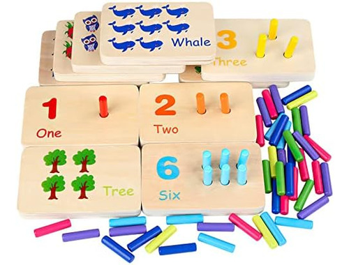 Mikneke Tablero De Clavijas De Conteo De Números Montessori,