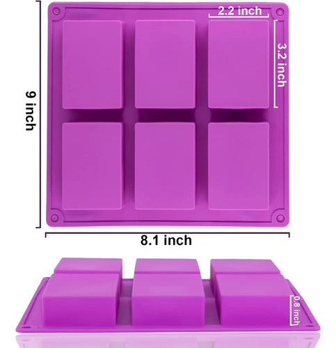 Molde Rectangular Silicon Jabon Artesanal Pan Chocolate 3pcs