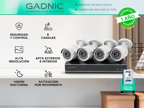 Camara De Seguridad Hd Dvr 8ch 4 Camaras Infrarroja Dico 1tb