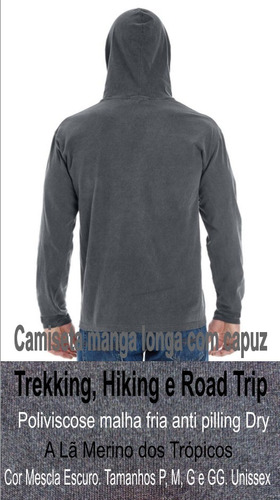 Camiseta Trekking Ruta Mm Manga Longa Capuz Anti Pilling Dry