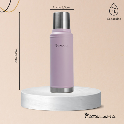 Kit Termo 1l + Mate 236ml Doble Acero Inox Frio Calor 20hs Lila