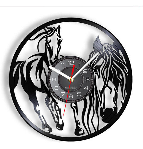 Reloj De Pared 30 Cm Vinilo Caballos Silueta Equinos Vinilo