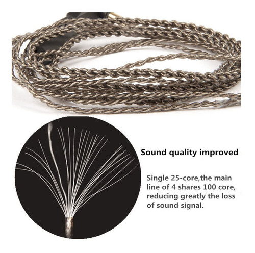 Imagen 3 de 6 de Cable Kz Original Para Auricular In Ear Color Marron Orig Br