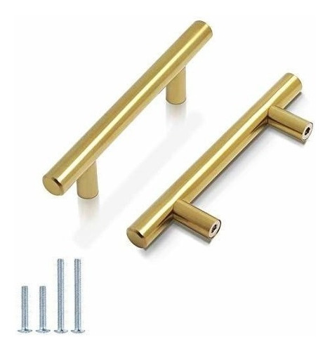 Tiradores De Mueble 127mm (76mm E/aguejros) Dorado X 5u