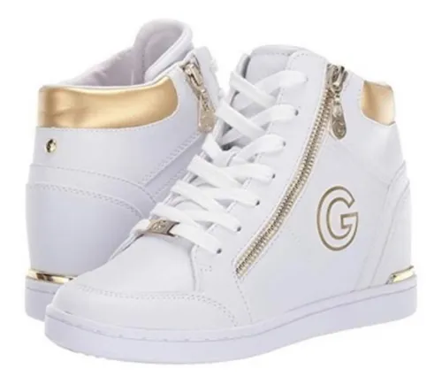 Tenis Guess Mujer Altos Bota G Grande Detalles Dorados Cuotas