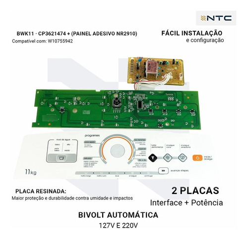 Placa Interface Potência Compatível Bwk11 W10755942 Adesivo