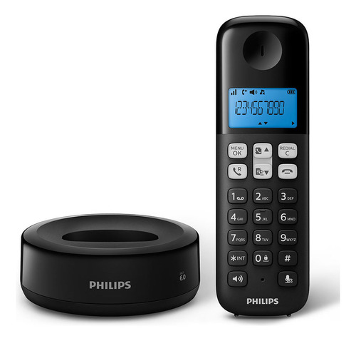 Teléfono Inalámbrico Philips D1311b/77 Negro