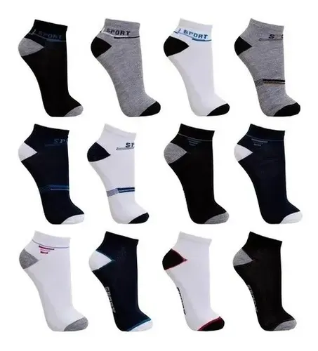 Kit 12 Pares Meia Premium Cano Curto Tamanho Especial 38ao44 Variadas 38-44