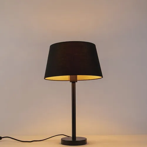 Lámpara De Mesa Con Pantalla E-27 Negro Leonor / Hb Led