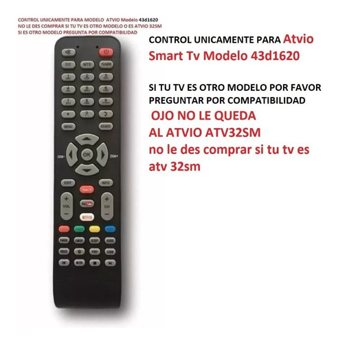Control Atvio Speler Tv Modelo 43d1620 Tcl-1 06-519w49-b001x