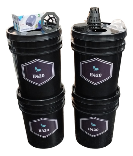 Kit Sistema Hidroponico 4 Plantas Dwc Completo Con 12 Jiffy