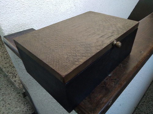 Caja Cofre Madera Tapa Laton Repujado Imit Bronce 20x13 Alt8