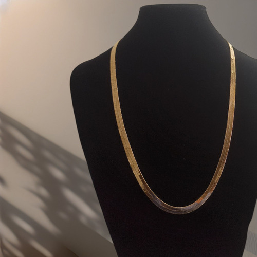 Cadena Planchada Espejo Collar 6mm 55cm Oro Laminado 18k Dorado