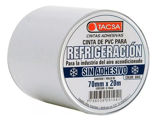 Cinta Pvc Refrigeración A.a. Tacsa 70mm X 20 Mt Sin Adhesivo