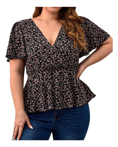 B Camiseta Casual De Manga Corta De Talla Grande De Primaver
