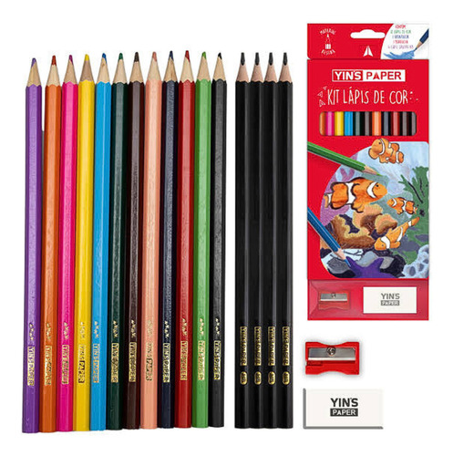 Kit Lápis Colorido Para Pinturas Desenhos 18 Itens