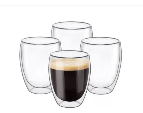 Set De 4 Vasos De Doble Pared 450 Ml Borosilicato 