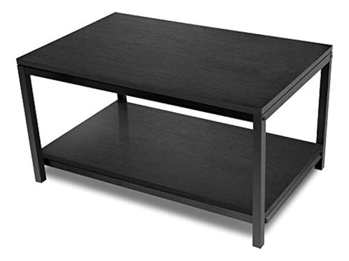 Yssoa Mesa De Centro Negra De 2 Niveles Con Estante Para Sal