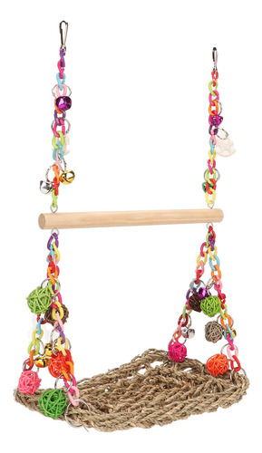 Bird Seagrass Climbing Hammock Swing Toys Rattan Colorido