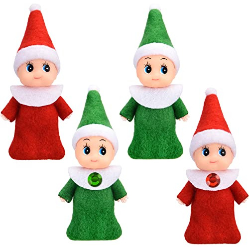 4 Piezas Baby Christmas Elf Muñecas Navidad Miniatura Elf Mu