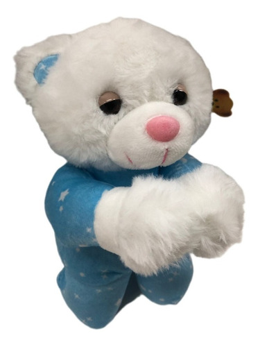 Urso Pelúcia Que Reza Azul 25cm Pai Nosso Pronta Entrega