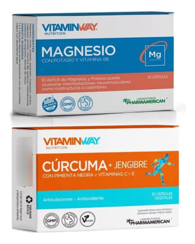 Kit Magnesio Con Potasio + Cúrcuma Con Jengibre Vitamin Way