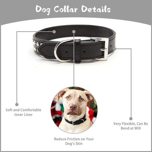 Collar De Cuero Para Perro, Collar Ajustable De Piel Sintéti