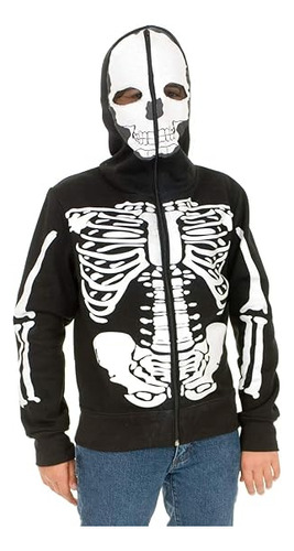 Esqueleto Sudadera Con Capucha Disfraz Pequeño S Negro